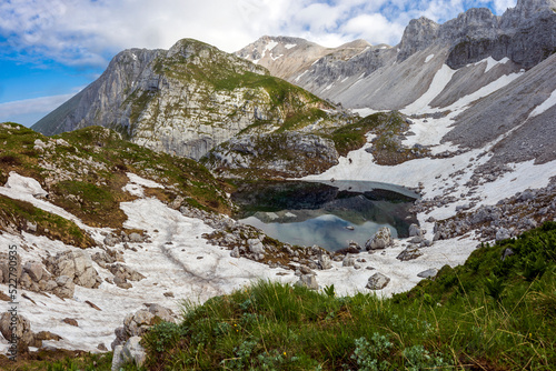 Luznica Lake under mount Krn in Julian alps Slovenia