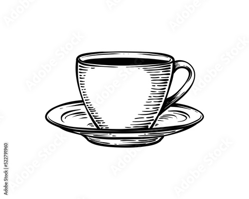 coffee and Tea cup Hand drawing Sign and Symbol Logo Design photo