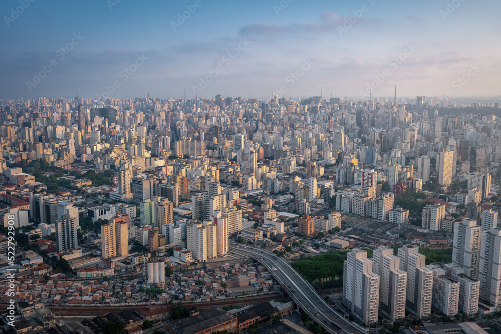 Aerial View of Sao Paulo and Eng Orlando Murgel Viaduct - Sao Paulo, Brazil