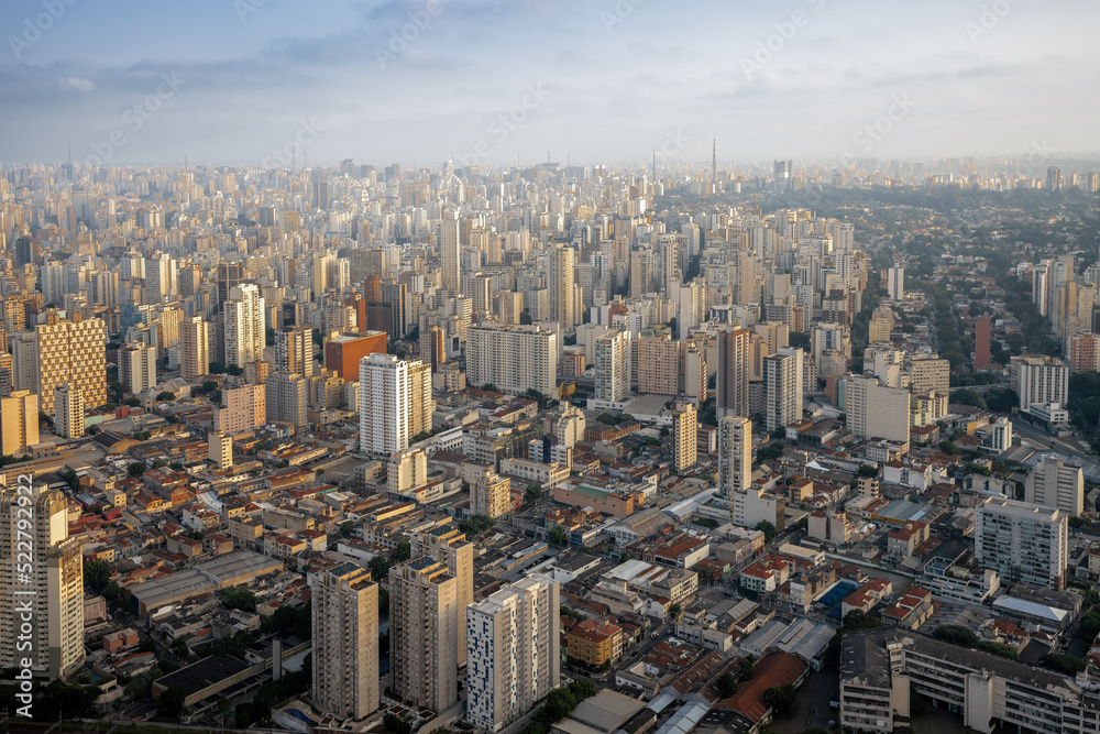 Aerial View of Campos Eliseos and Barra Funda neighborhood - Sao Paulo, Brazil