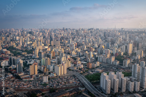 Aerial View of Sao Paulo and Eng Orlando Murgel Viaduct - Sao Paulo  Brazil