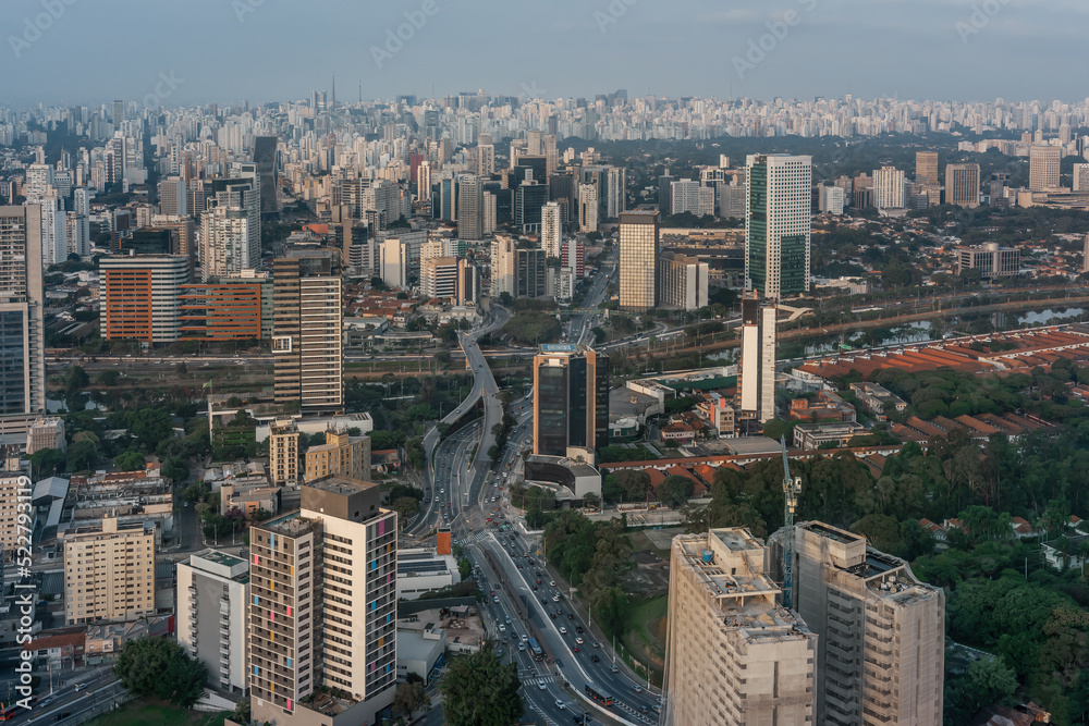 Aerial View of Eusebio Matoso Bridge over Pinheiros River - Sao Paulo, Brazil