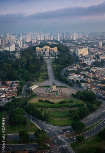 Independence Park (Parque da Independencia), Ipiranga Museum (Museu do Ipiranga) and Monument to the Independence of Brazil aerial view - Sao Paulo, Brazil