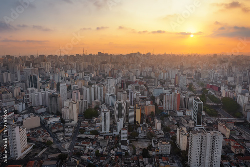 Aerial View of Sao Paulo Skyline and Liberdade neighborhood - Sao Paulo, Brazil © diegograndi