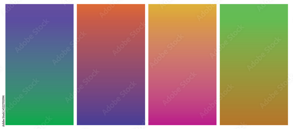 Naklejka premium Colorful gradient collection background. Soft Color trendy, Modern screen vector, Nature backdrop. illustration for graphic design, banner, poster, mobile app, dynamic cover, blurred Abstract bright