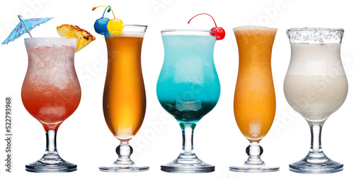 Colorful cocktails or mocktails, transparency mask included photo