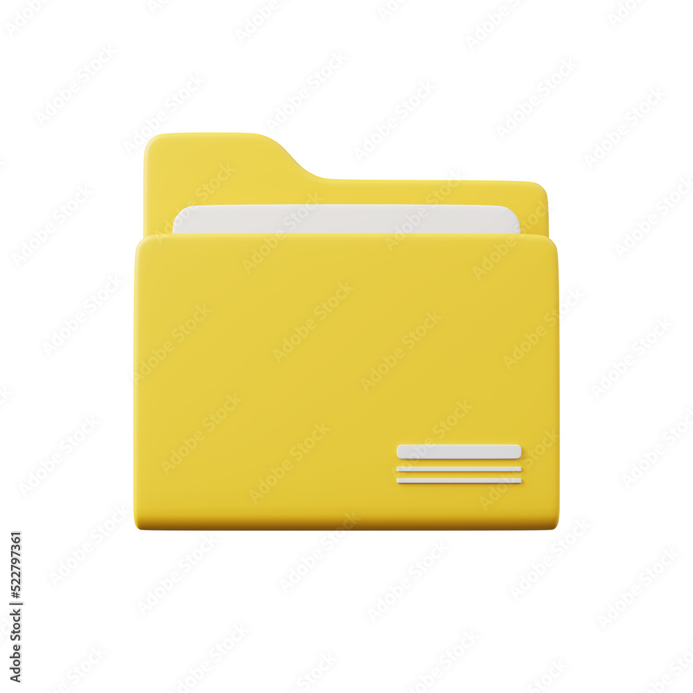 Folder icon on white background, Document folder icon concept, 3D rendering illustration Folder icon on white background, Document folder icon concept, 3D rendering illustration