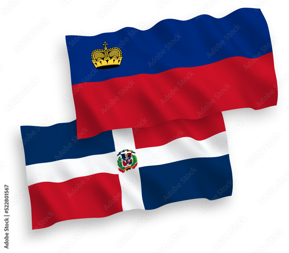 Flags of Liechtenstein and Dominican Republic on a white background