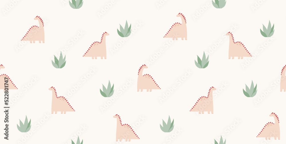 Dinosaur  vector seamless pattern. Jurassic background