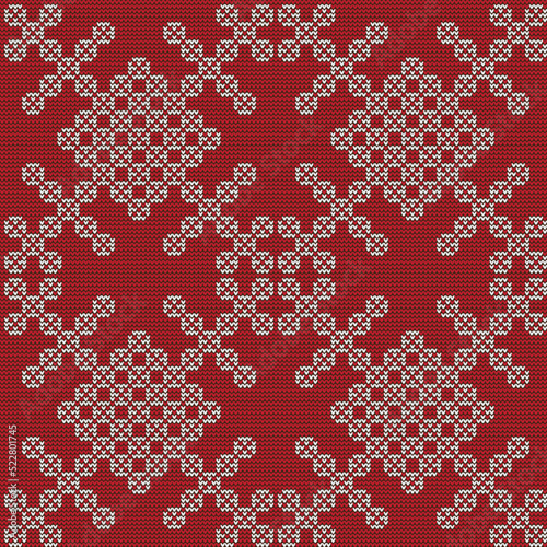Seamless pattern for knitting, design and decoration. Snowflakes from circles. Fantasy pattern. Christmas and New Year design.
