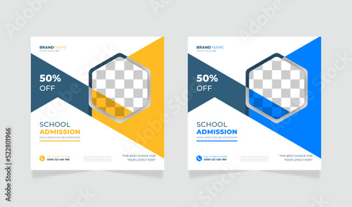School admission social media banner design template 
