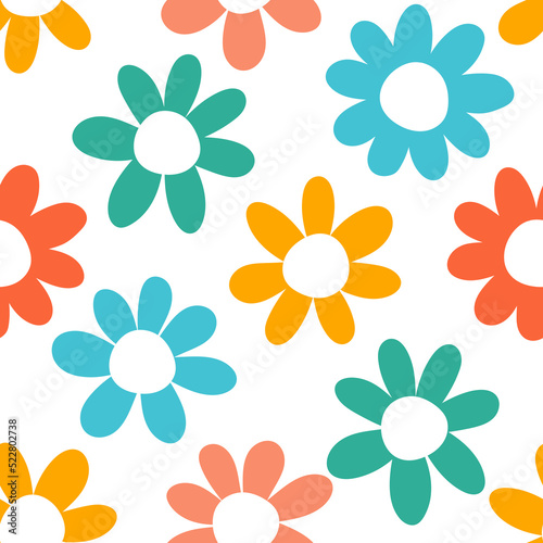 Seamless pattern with colorful flowers