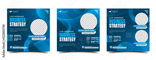 Business webinar square banner template design collection. Usable for social media post and web ads