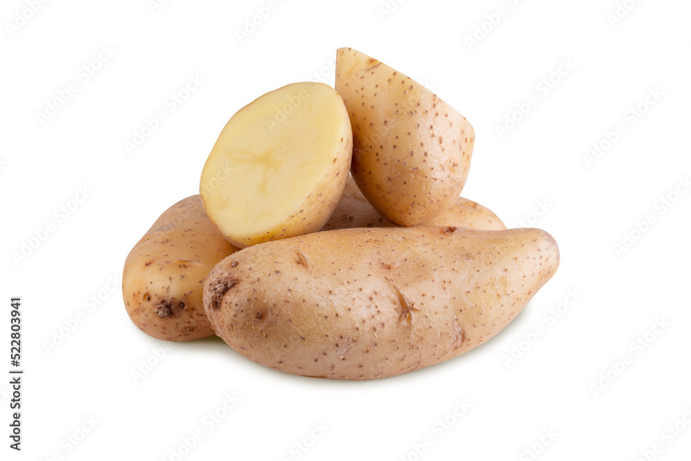 Raw potatoes isolated on white background. Raw potatoes isolated on white background.
