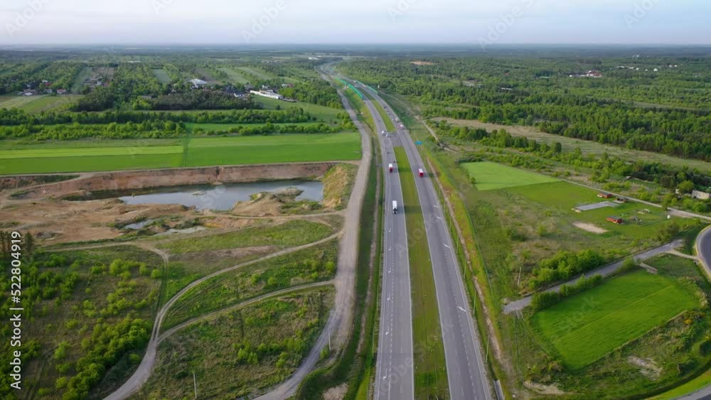 A1 highway called Amber Highway in Poland, 4k video video near Czestochowa city A1 highway called Amber Highway in Poland, 4k video video near Czestochowa city