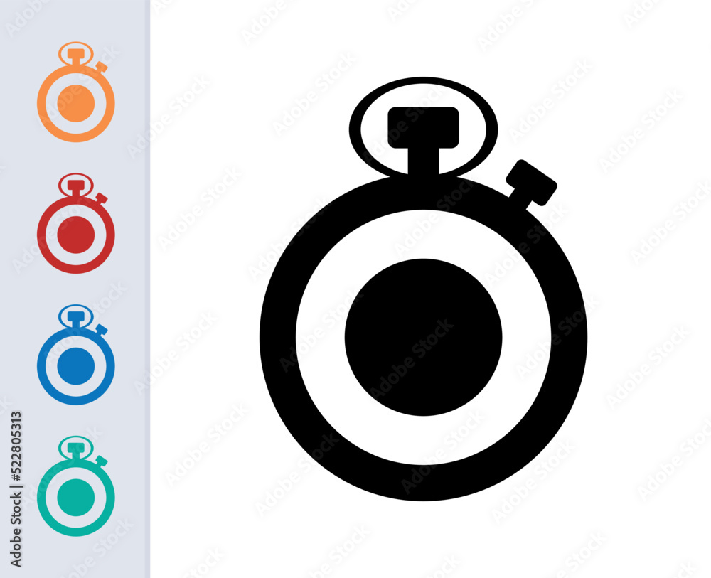 stopwatch icon in different style vector illustration. two colored and black stopwatch vector icons designed in filled, outline, line and stroke style can be used for web, mobile, ui .