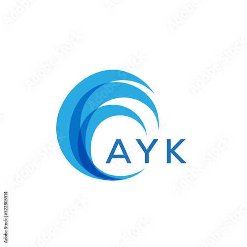 AYK letter logo. AYK blue image on white background. AYK Monogram logo design for entrepreneur and business. . AYK best icon.
 photo