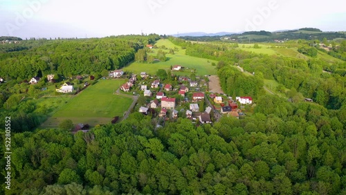 Drone view of houses in Terlicko municipality, Czech Republic photo