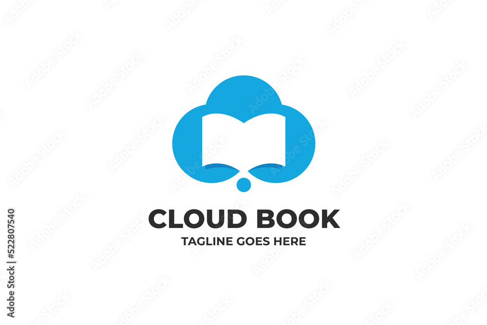 Cloud Book Library Digital Saving Business Logo Template Cloud Book Library Digital Saving Business Logo Template