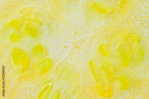 macro yellow cut zucchini inside. texture, surface.