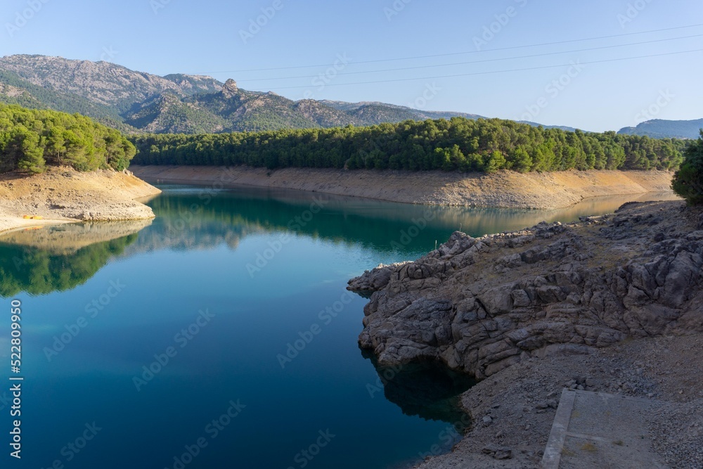 La Bolera reservoir one morning in August.