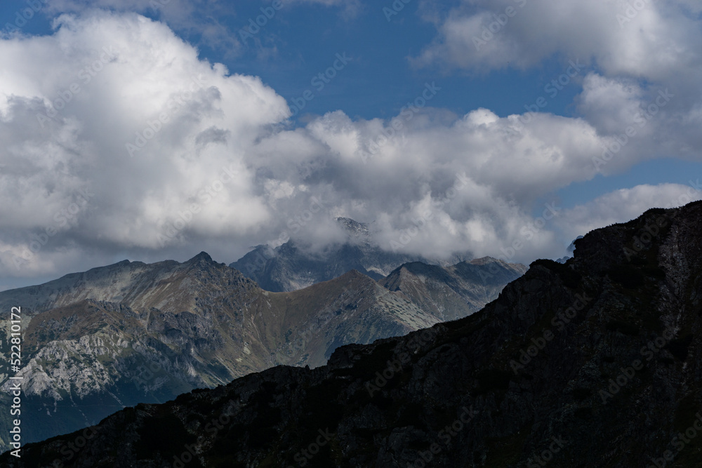 mountains in the clouds