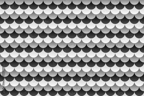 Black, gray and white fish scales or roof tiles pattern background. photo