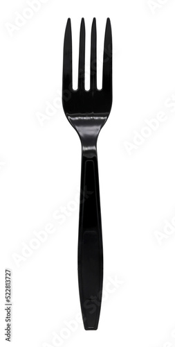 Black plastic fork isolated on white background