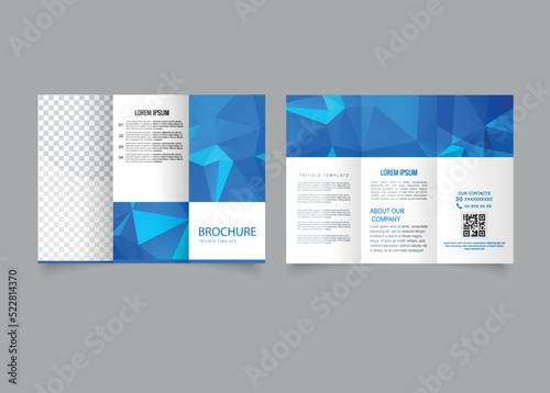 Low poly template design tri fold flyer, brochure.