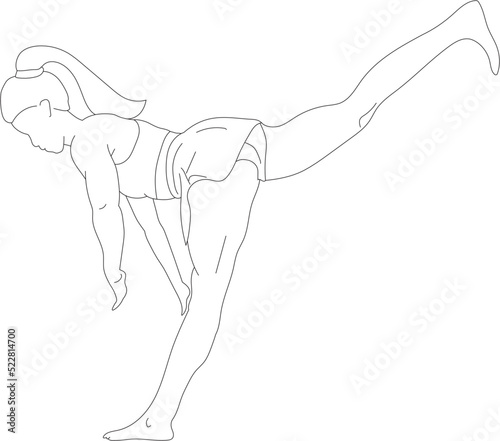 Fitness posture human figure illustration.
Vector sport silhouette. 