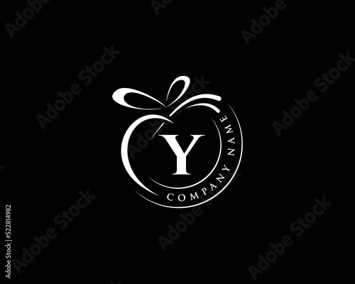 Abstract gift letter Y logo design, vector Y letter logo design, rounded style simple vector lettering logo design