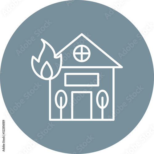 House Fire Line Two Color Icon