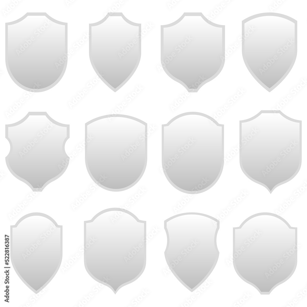 Set of gradient shields on the white background
