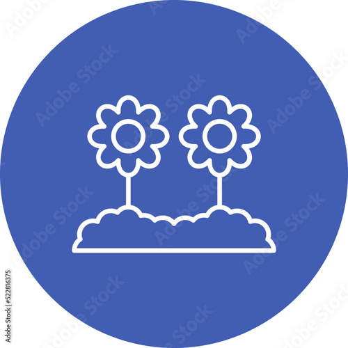 Flower Plantation Line Two Color Icon