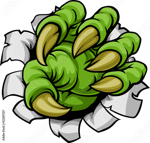 Green cartoon monster claw ...