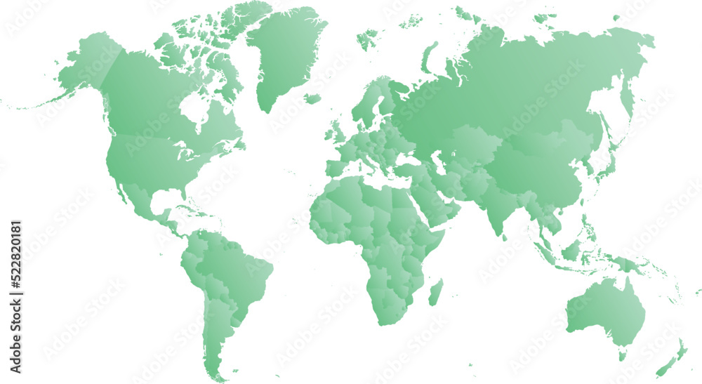 vector illustartion of green colored world map on white background