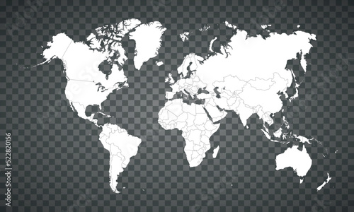 vector illustartion of white colored world map on transparent background © agrus