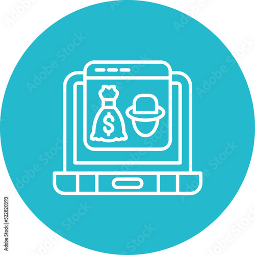 Online Robbery Line Two Color Icon