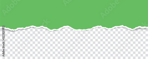vector green colored torn paper banner with ripped edges with space for your text on transparent background	