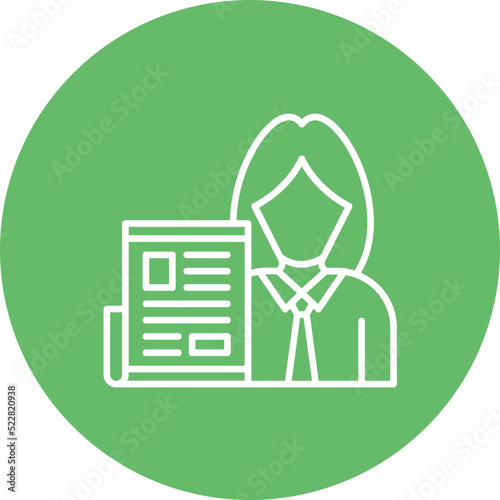 Female Journalist Line Two Color Icon