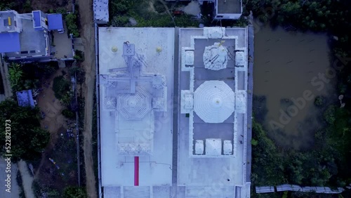 Tirupati, Sri Laxmi Narayan temple, India 4th August 2022: Aerial footage of a rare Laxmi narayan temple. Temples of India. 4k video. Hindu temples are also known as Mandir or dev stana in India.   photo