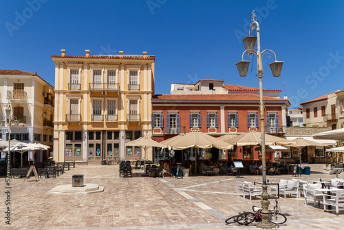 Nafplio, Greece, July 19, 2022. Syntagma Square. Syntagma Square is the historically most important square in Nafplion.