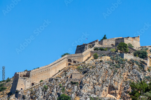 Nafplio, Greece, July 17, 2022.Fort Palamidi. Nafplion is a Greek city in the Peloponnese.