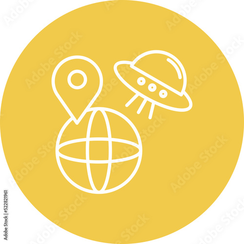 UFO Earth Line Two Color Icon