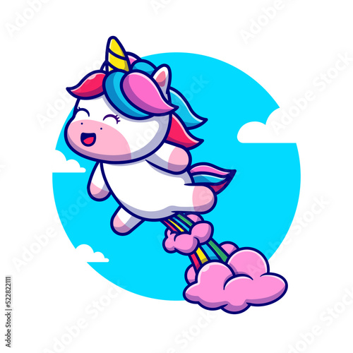 Cute Unicorn Poop Rainbow Cartoon Vector Icon Illustration. 
Animal Nature Icon Concept Isolated Premium Vector. Flat 
Cartoon Style