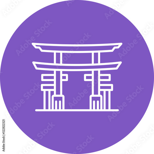 Torii Gate Line Two Color Icon