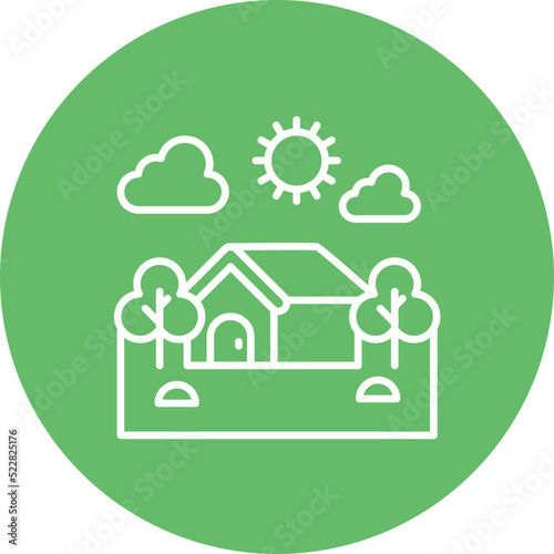 Village Landscape Line Two Color Icon