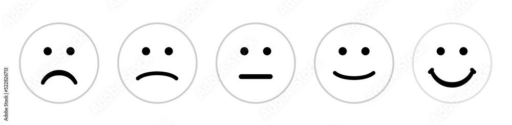 Emoticons set. Emoji faces collection. Emojis flat style. Happy and sad emoji. Line smiley face - stock vector. Emoticons set. Emoji faces collection. Emojis flat style. Happy and sad emoji. Line smiley face - stock vector.