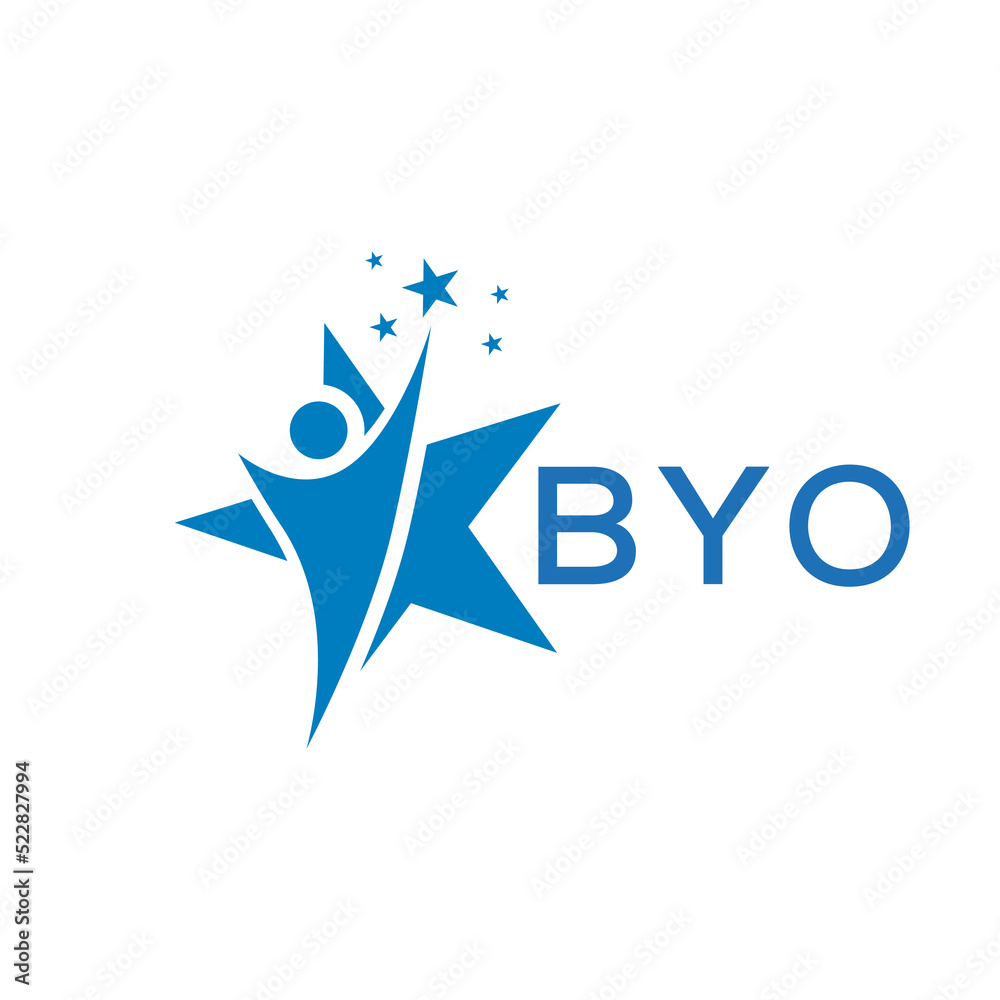 BYO Letter logo white background .BYO Business finance logo design