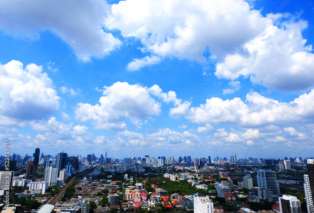 Blue sky and white cloud on a sunny day at City view - skyscape & Cloudscape in Thailand Blue sky and white cloud on a sunny day at City view - skyscape & Cloudscape in Thailand